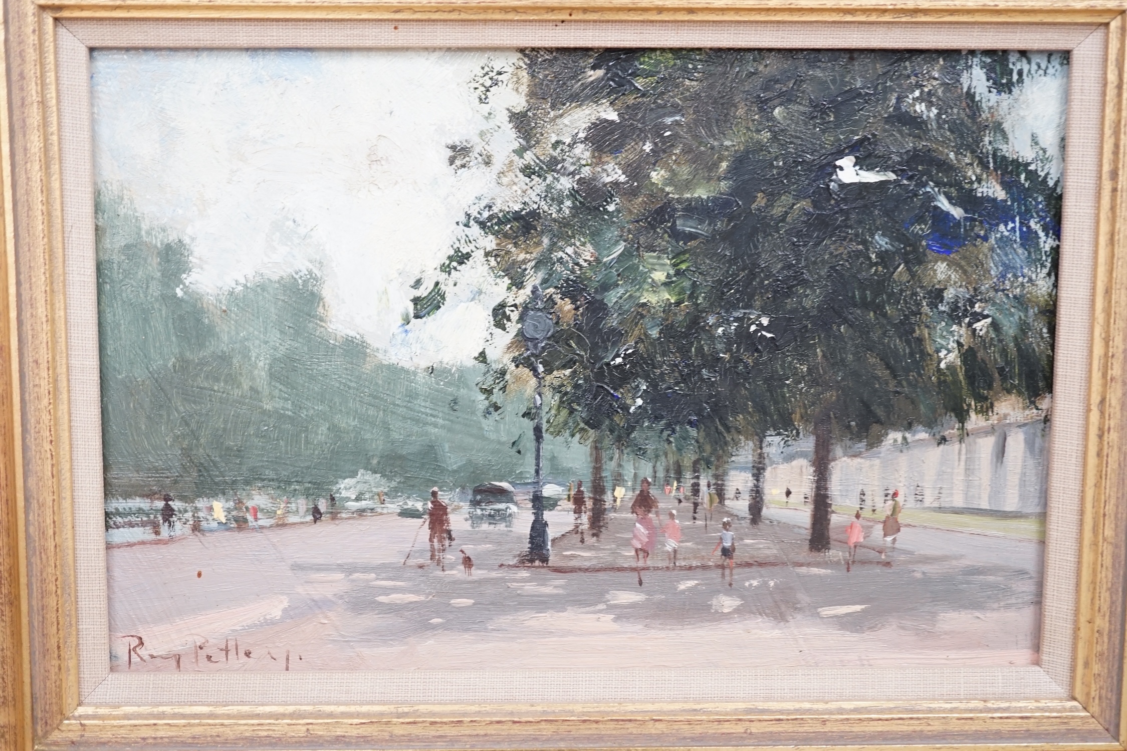 Roy Petley (b.1950), oil on board, Street scene 19 x 29cm